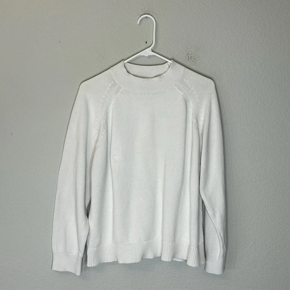 Quince 100% Organic Cotton Boyfriend Crew Neck Sweater Women's XL Ivory White